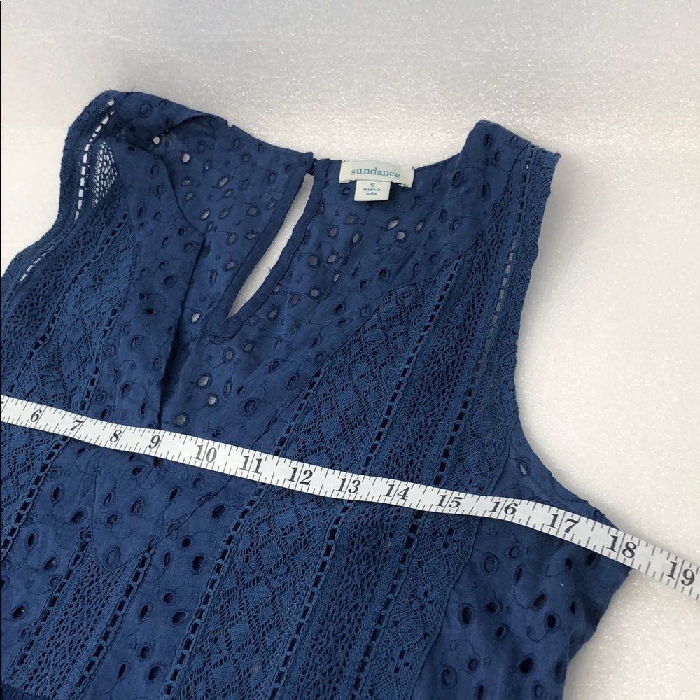 Sundance Dress Zellie Eyelet Dark Blue Midi Sleeveless Boho Women’s Size Small - Picture 8 of 11